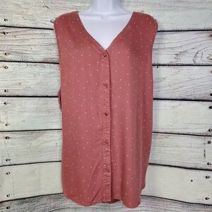 Maurices Sleeveless Heart Print Button Down Blouse Tank Top Women’s 2X